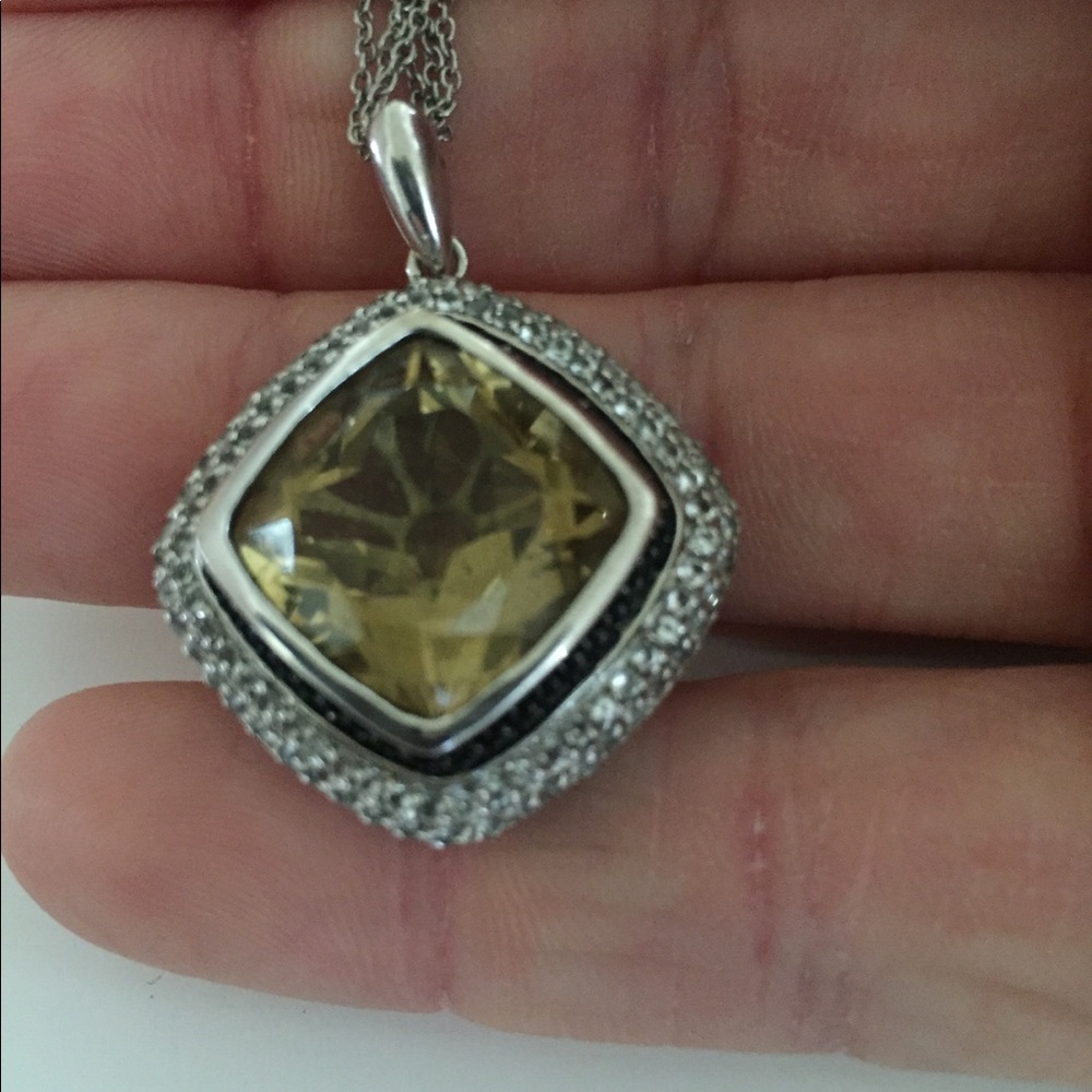 Citrine and diamond necklace on multi strand chain